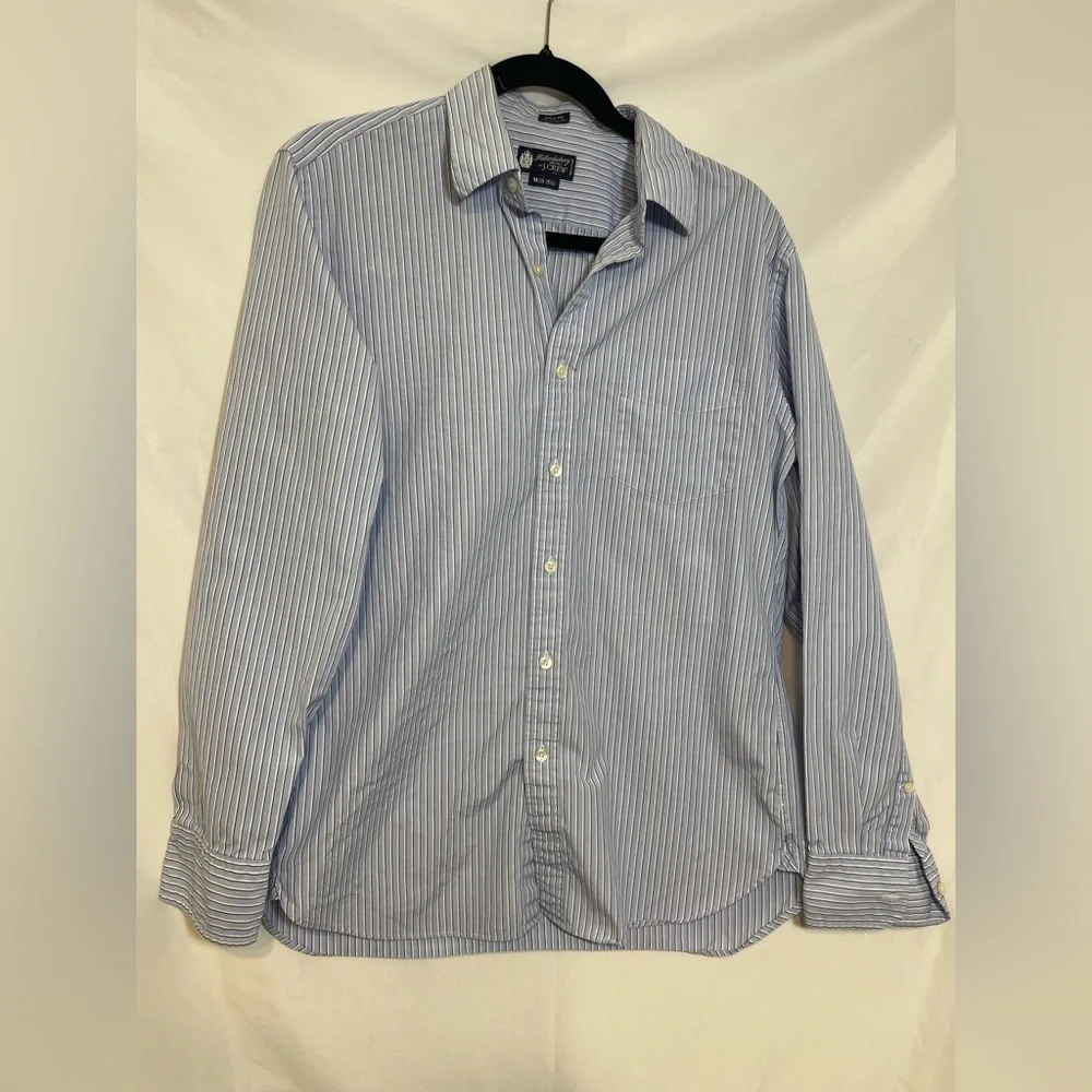 J.Crew Haberdashery Blue Pinstripe Button Down Shirt Mens Medium 15 15.5